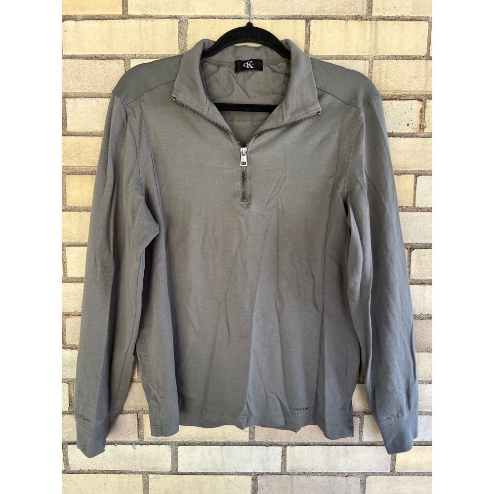 Calvin Klein Grey Long Sleeve Quarter Zip Pullover Shirt Men's Size Medium